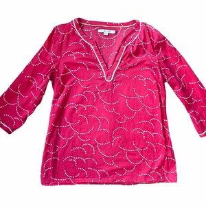 Boden Pink White Whimsy Tunic Peasant Coverup